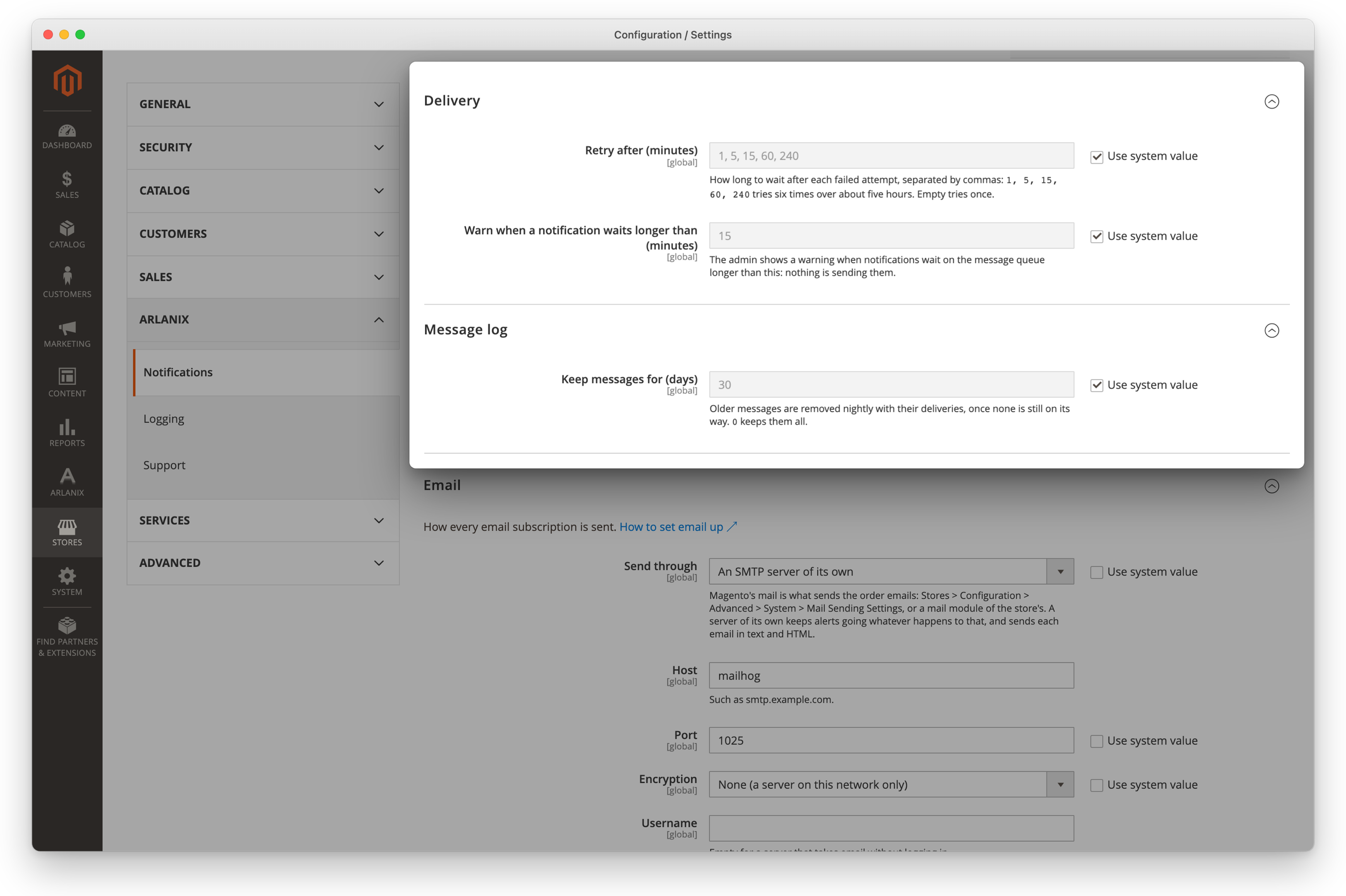 The Delivery and Message log groups