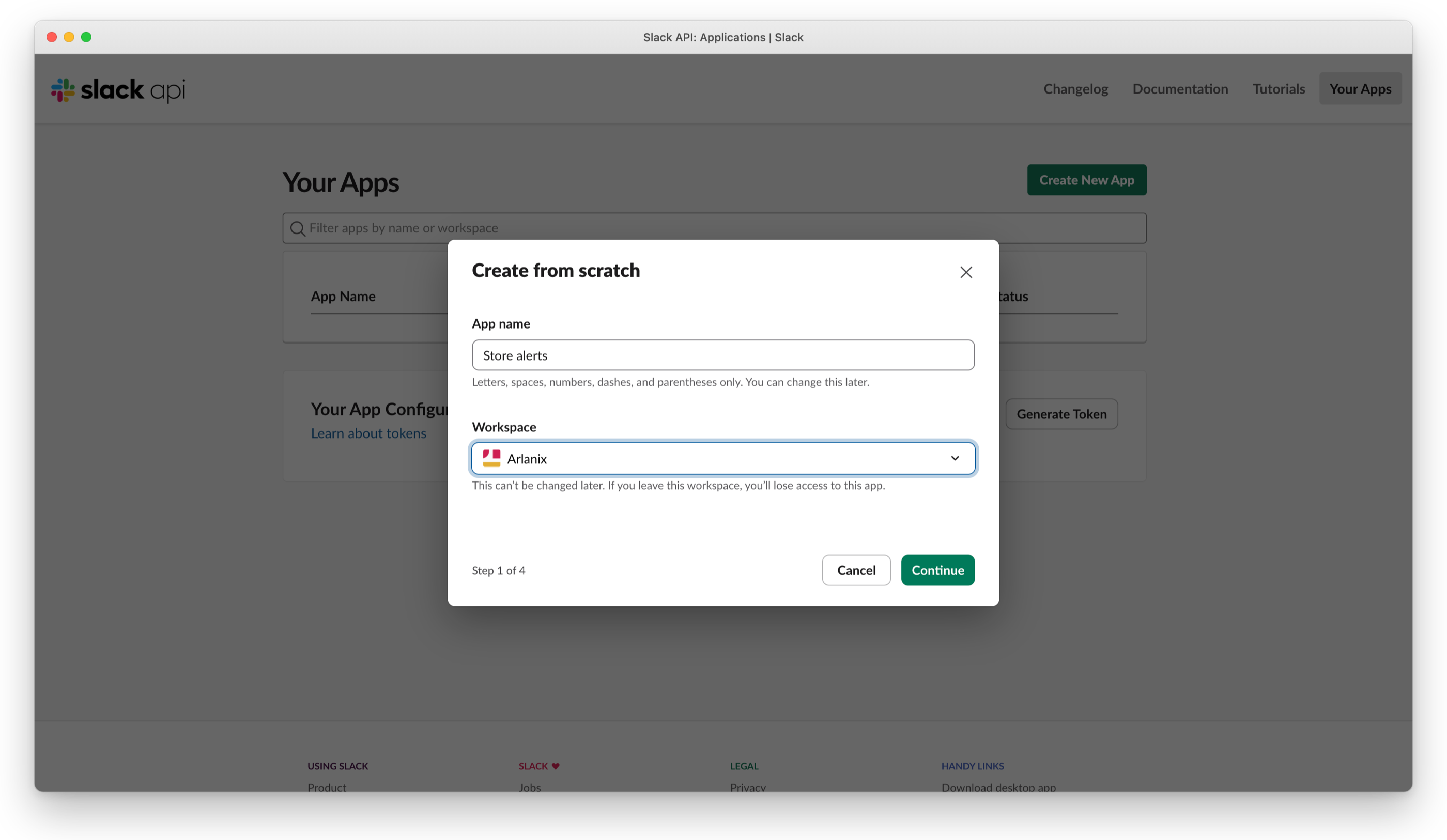 Create from scratch: App name Store alerts and the workspace